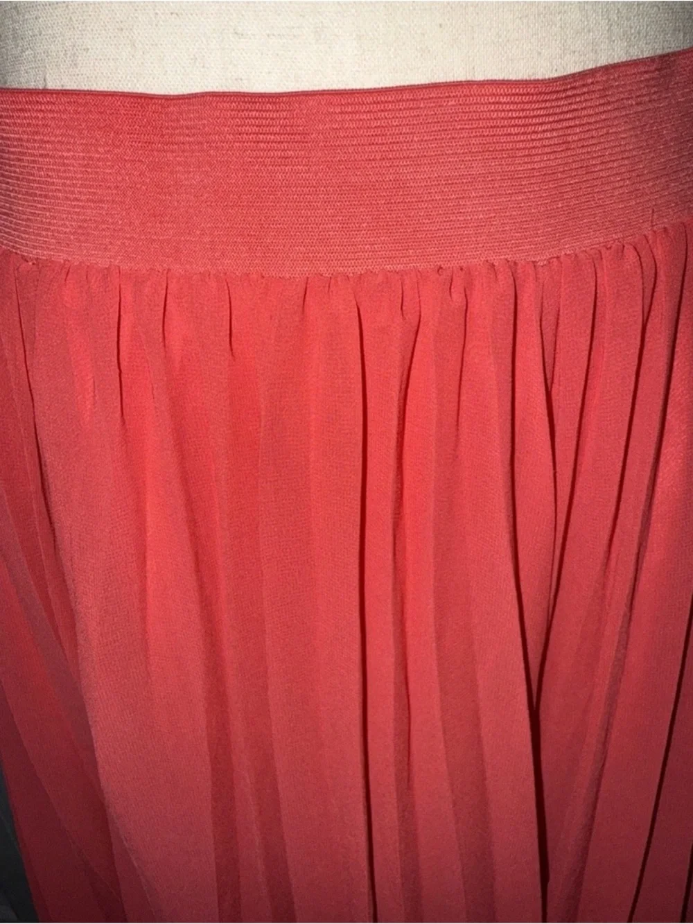 ☀️$5 sale Kaktus Bright Coral Watermelon  Pleated Maxi Skirt, Size M - Picture 2 of 5